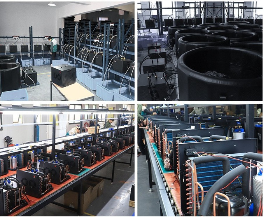 1 HP ice bath machine with horizontal tub under quality inspection